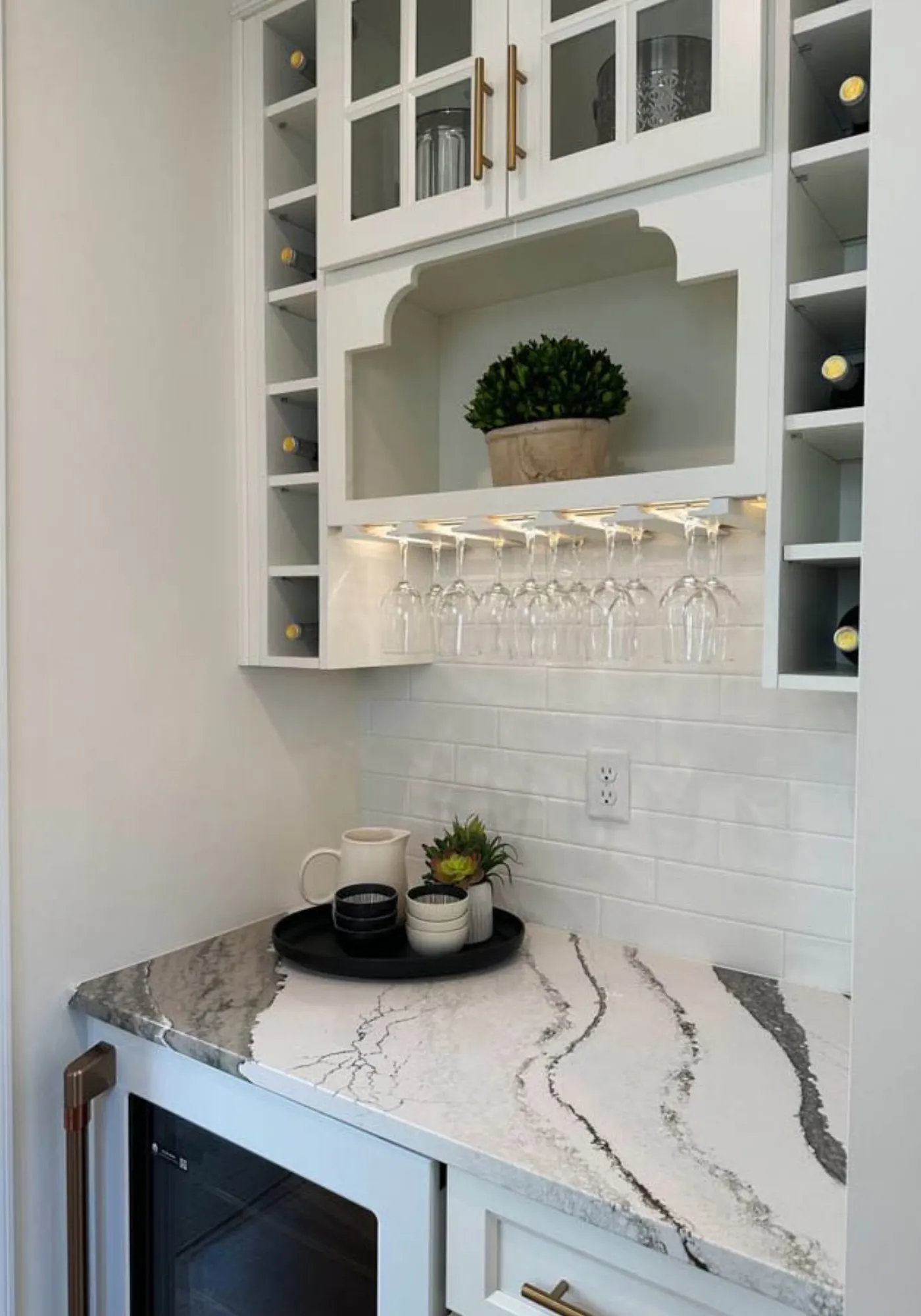 Quartz and granite countertop samples on display