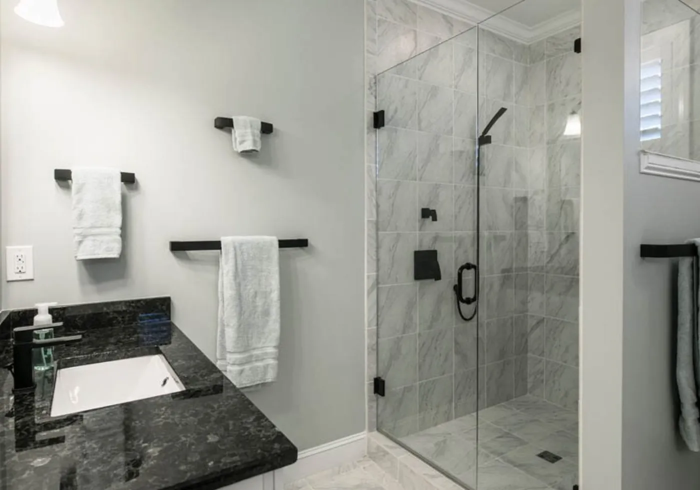 Tile floor installed in an open living space